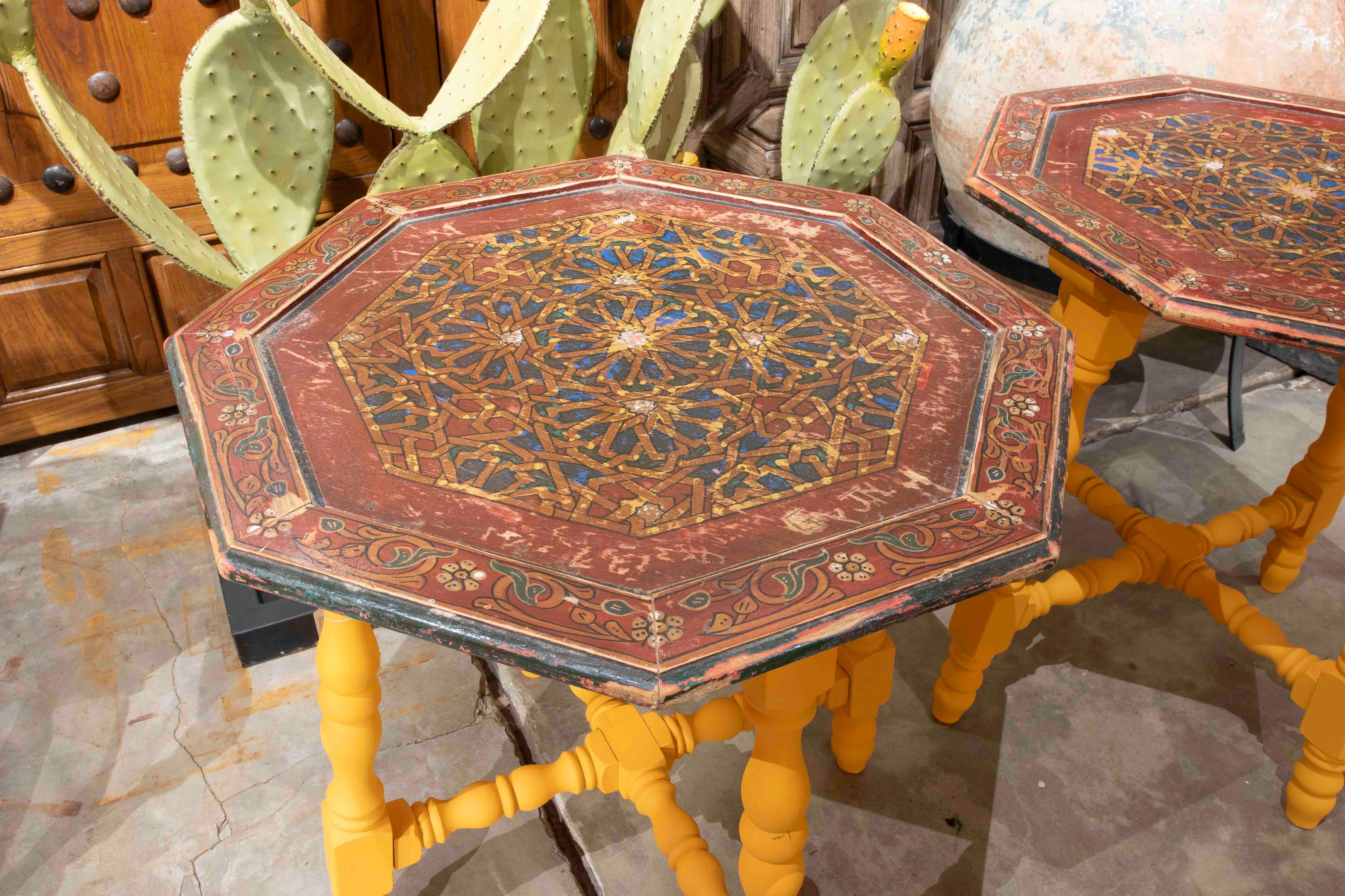 20th Century 1990s Pair of Handcrafted Octagonal Tables – Traditional Mexican Design For Sale