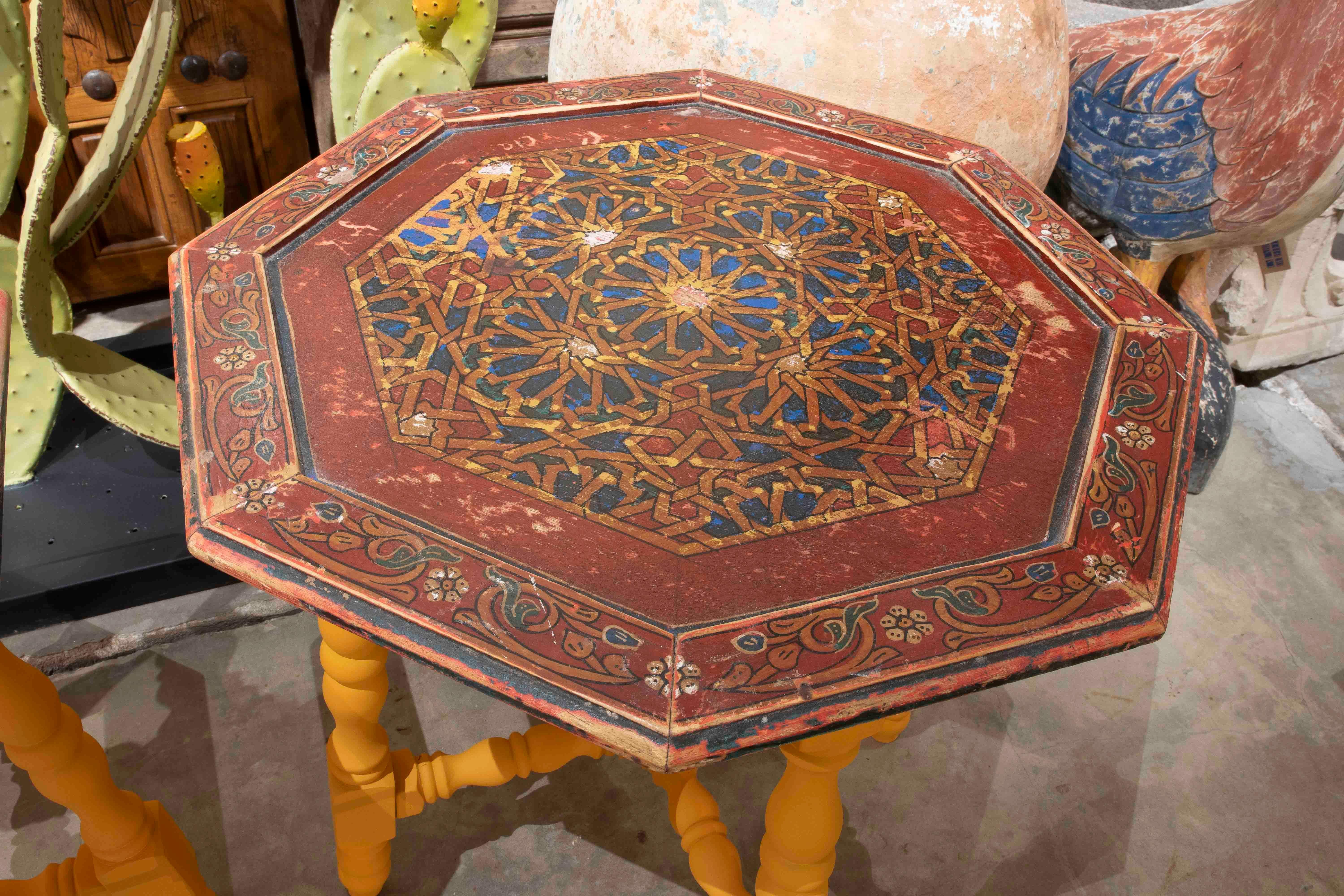 Wood 1990s Pair of Handcrafted Octagonal Tables – Traditional Mexican Design For Sale