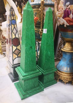 1990s Pair of Malachite Obelisks
