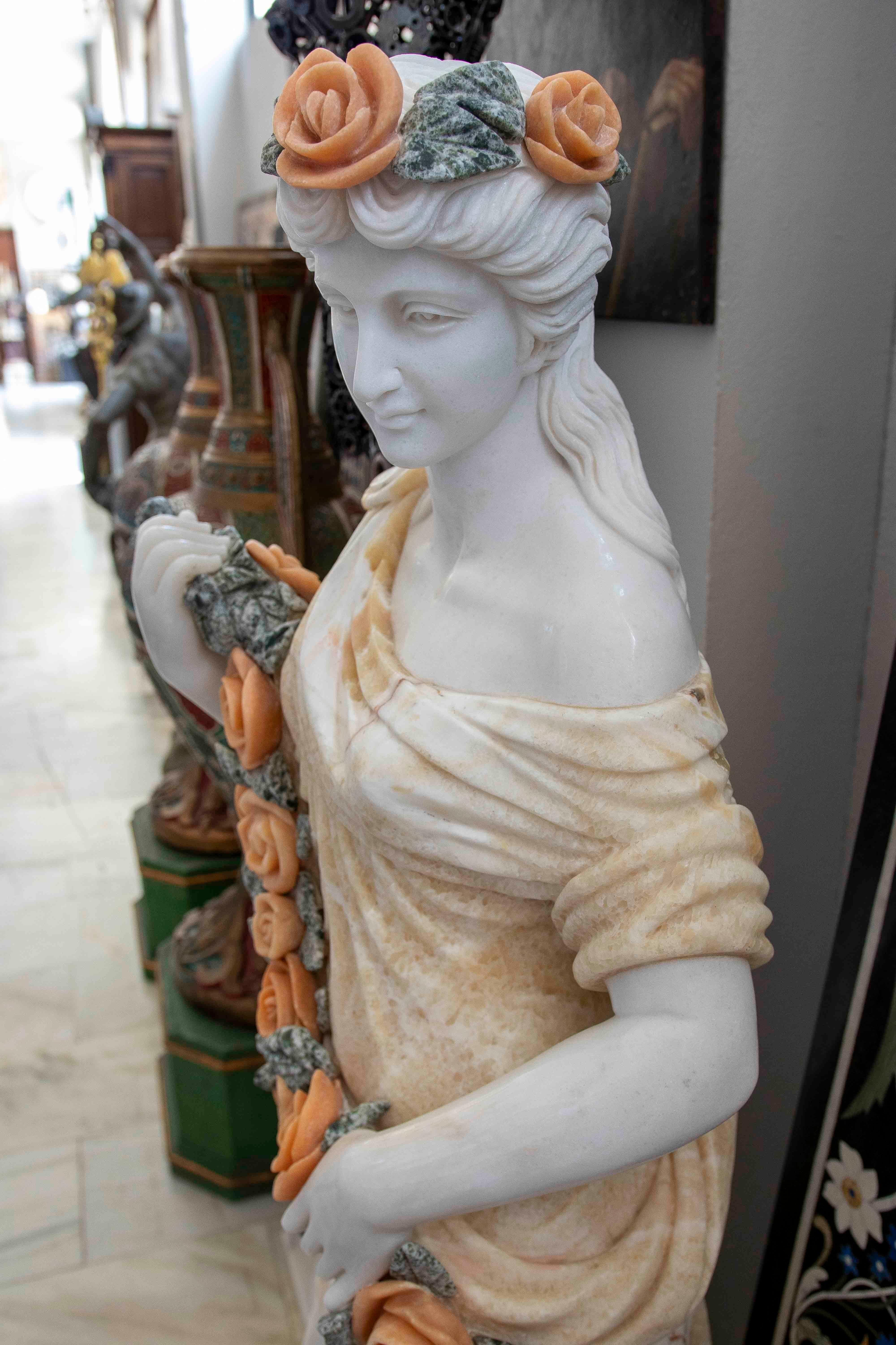 1990s Pair of Marble Sculptures Depicting Allegories of Spring For Sale 2