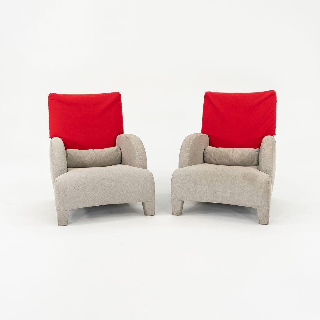 1990er Paar Oriente Lounge Chairs von Antonio Citterio aus grauem und rotem Stoff im Angebot 6