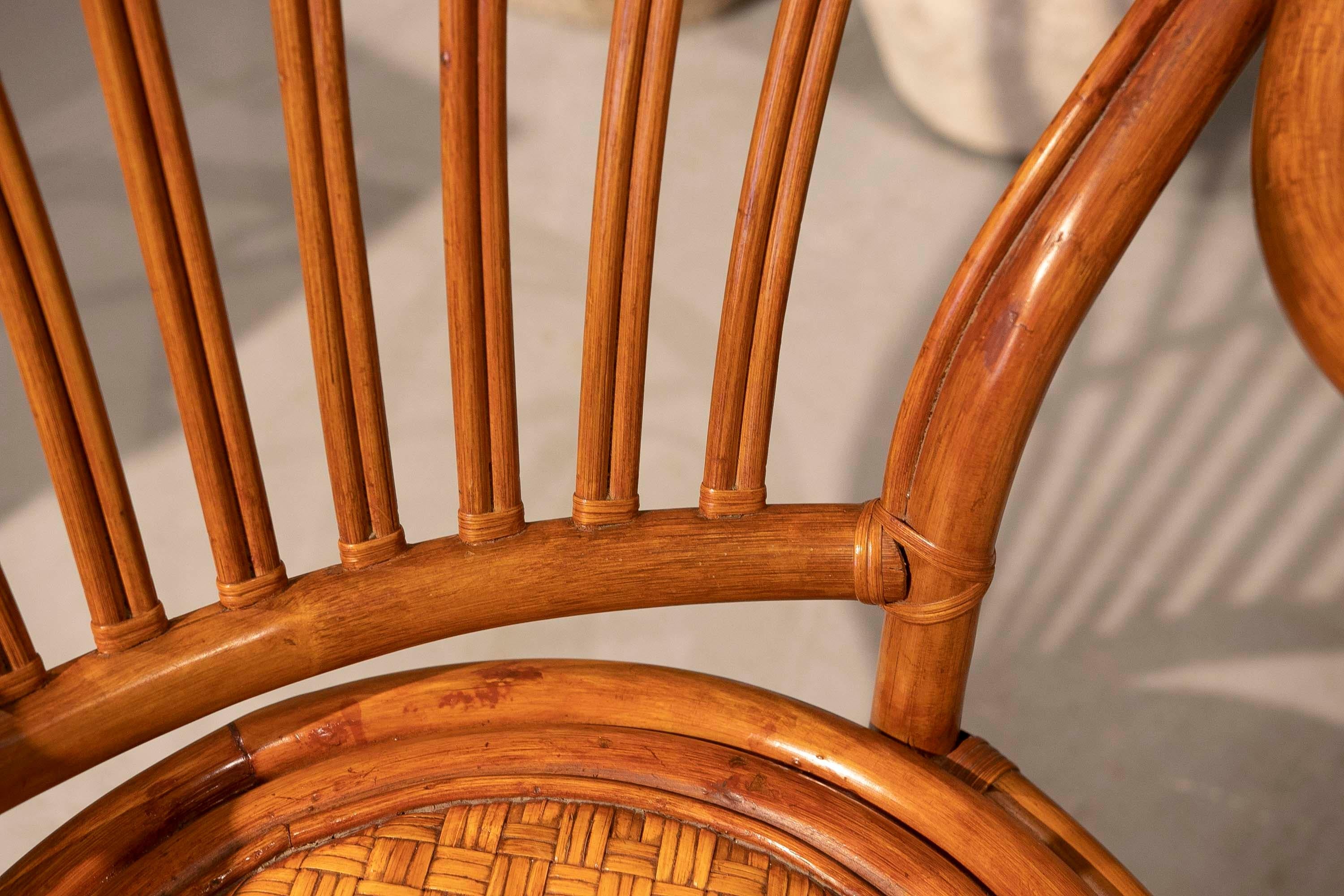 1990s Pair of Rattan and Wicker Armchairs with High Back in Brown Colour  For Sale 13