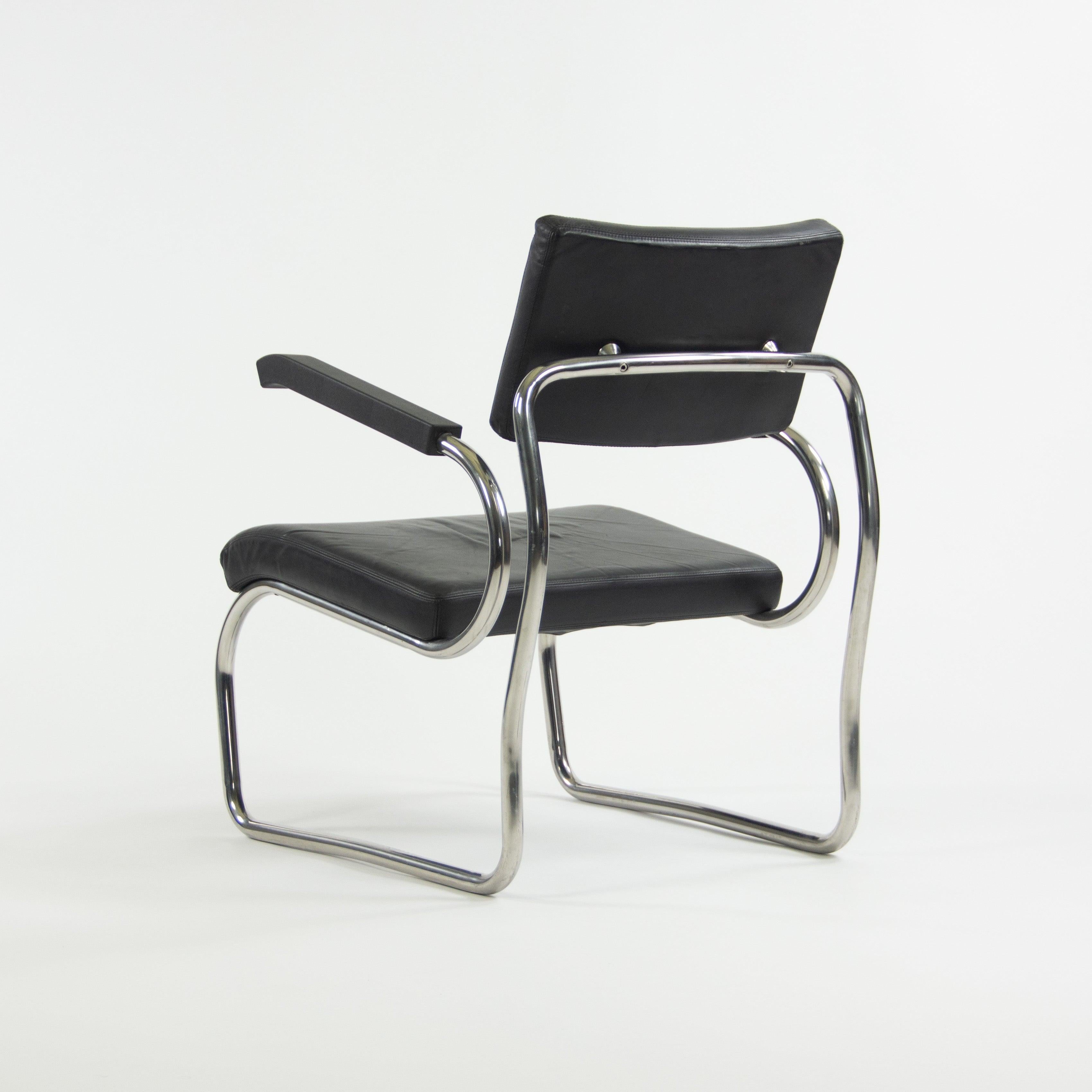 Italian 1990s Pair of Sant'elia Arm Chairs by Giuseppe Terragni for Zanotta Leather For Sale