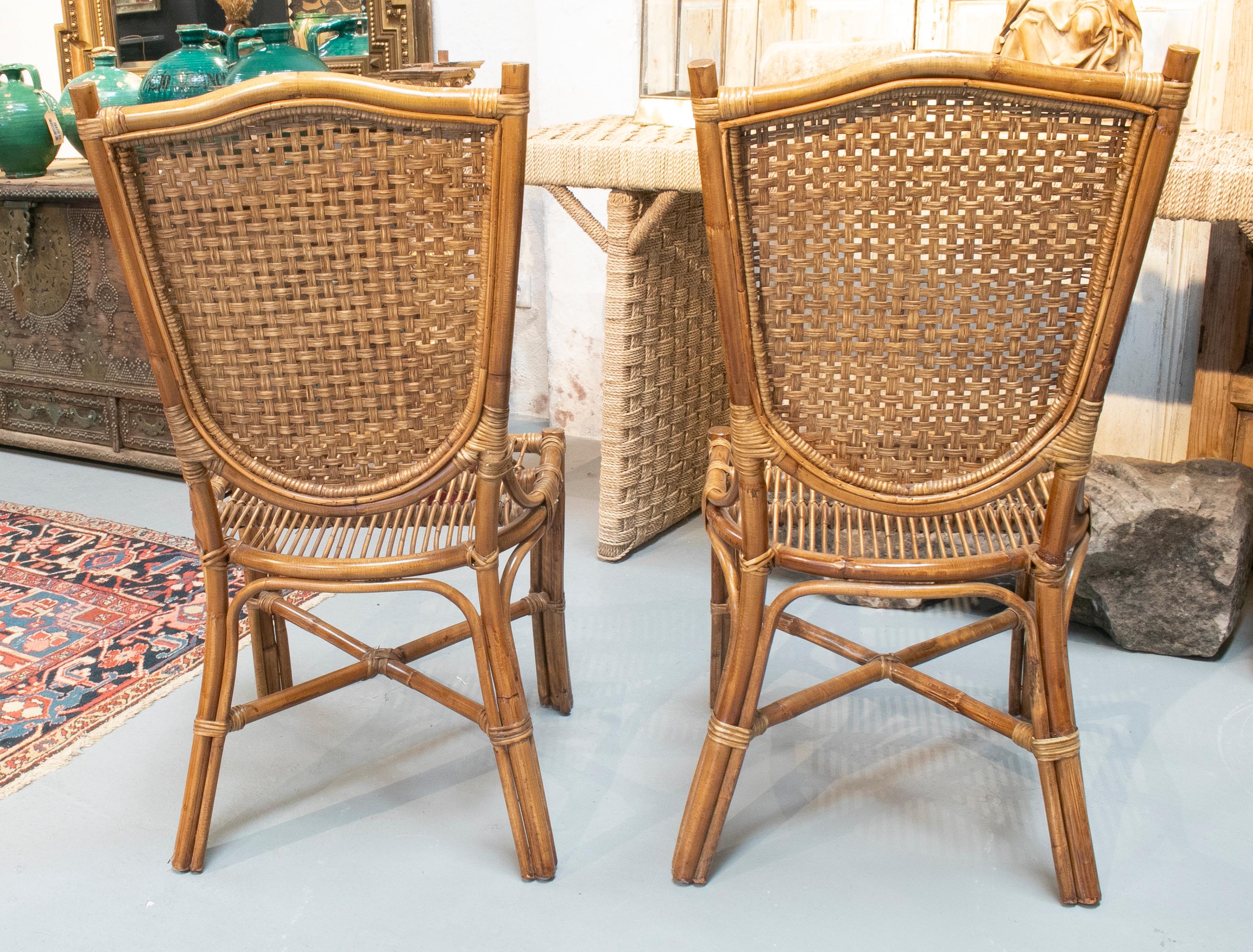 20th Century 1990s Pair of Spanish Bamboo and Wicker Chairs