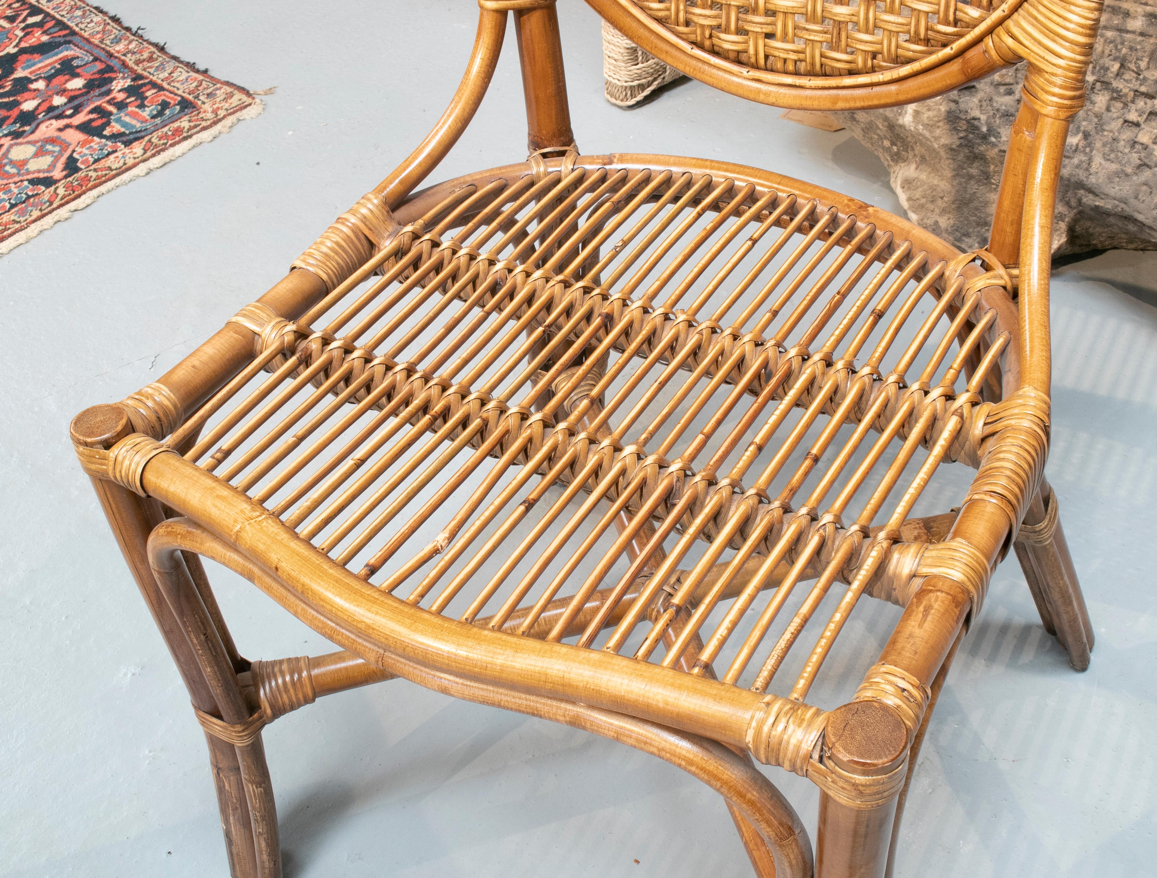 1990s Pair of Spanish Bamboo and Wicker Chairs 2