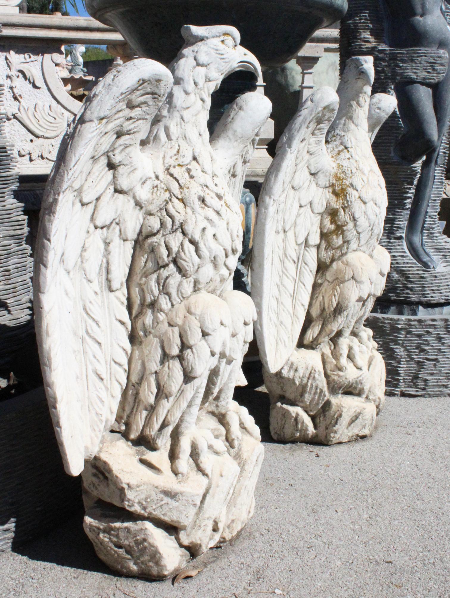 1990s Pair of Spanish Reconstituted Stone Eagles (Stein)