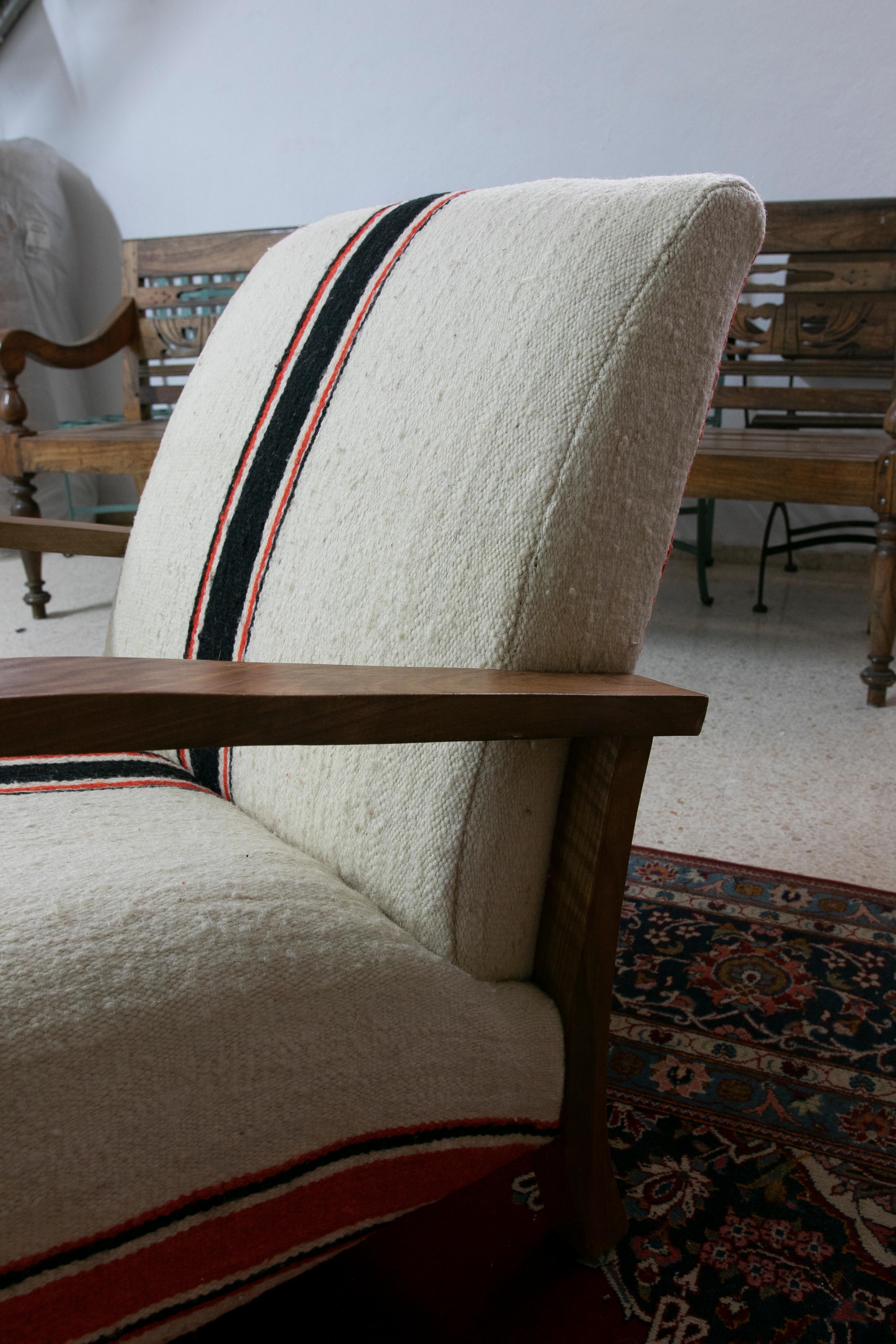 1990s Pair of Upholstered Wooden Armchairs 1