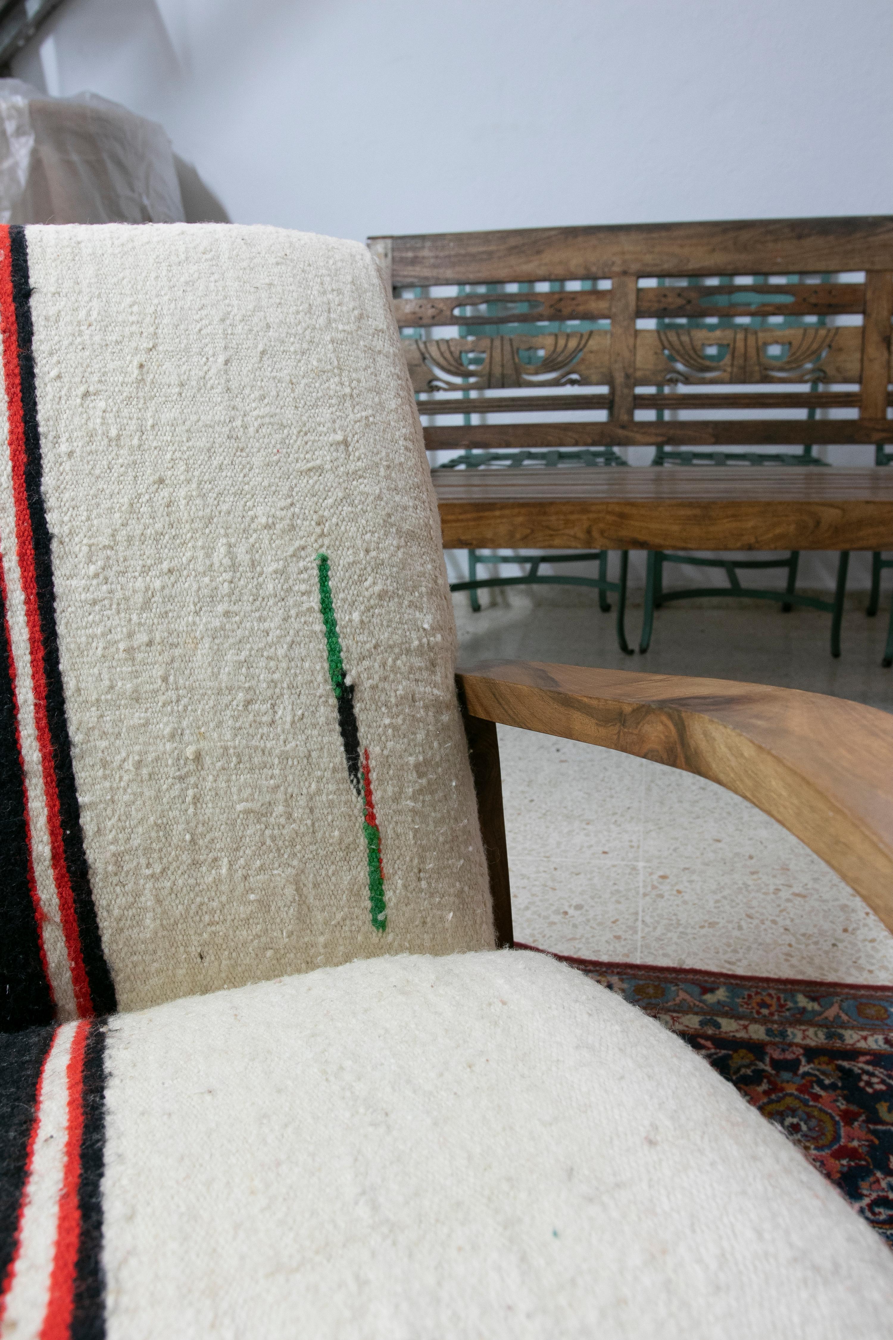 1990s Pair of Upholstered Wooden Armchairs 3