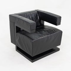 1990s Pair of Walter Gropius F51 Lounge Arm Chairs by Tecta in Black Leather