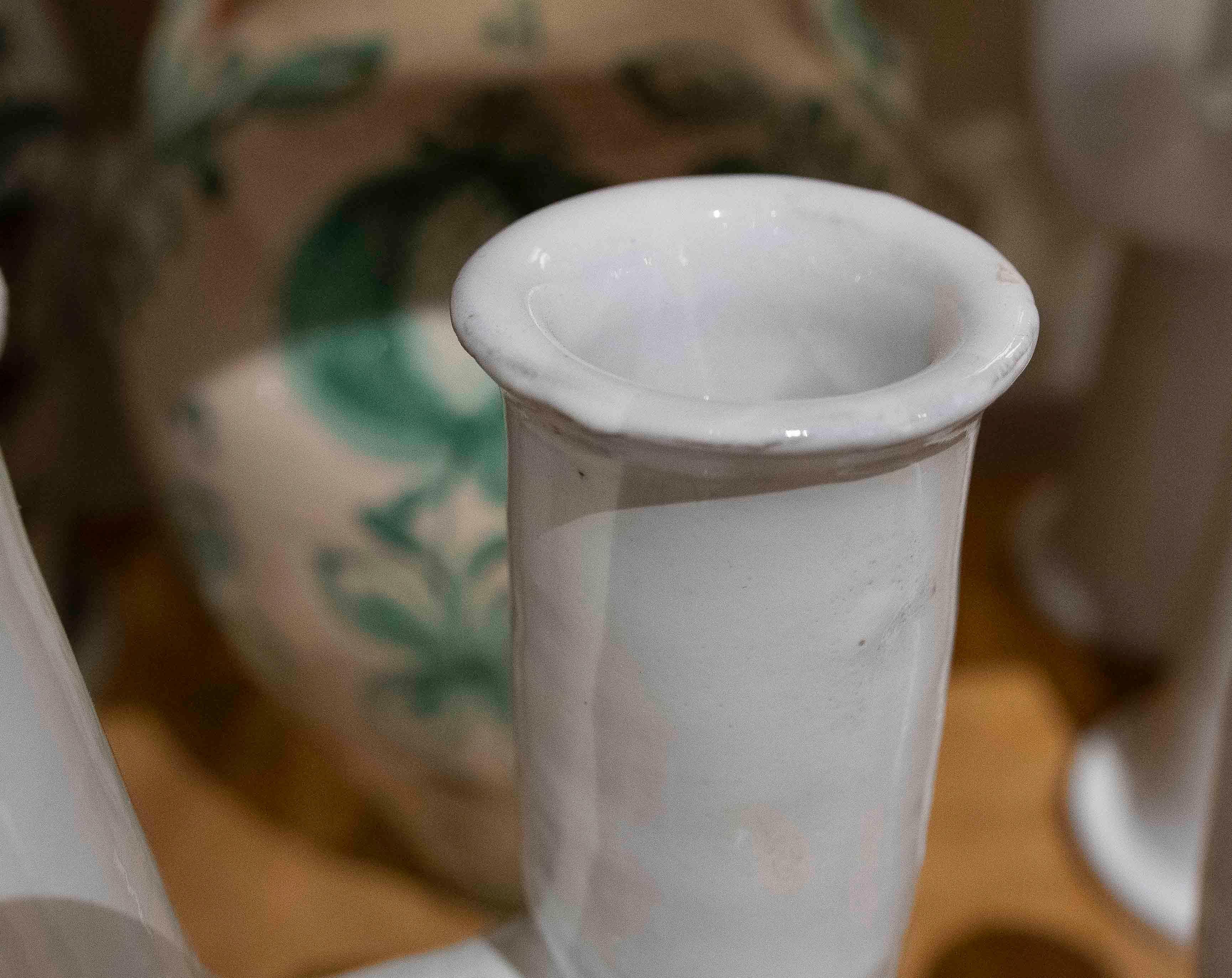 1990s Pair of White Ceramic Cactus-Shaped Candlesticks For Sale 1