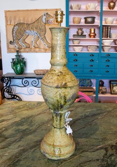 1990s Pale Laurel Green Glazed Ceramic Table Lamp