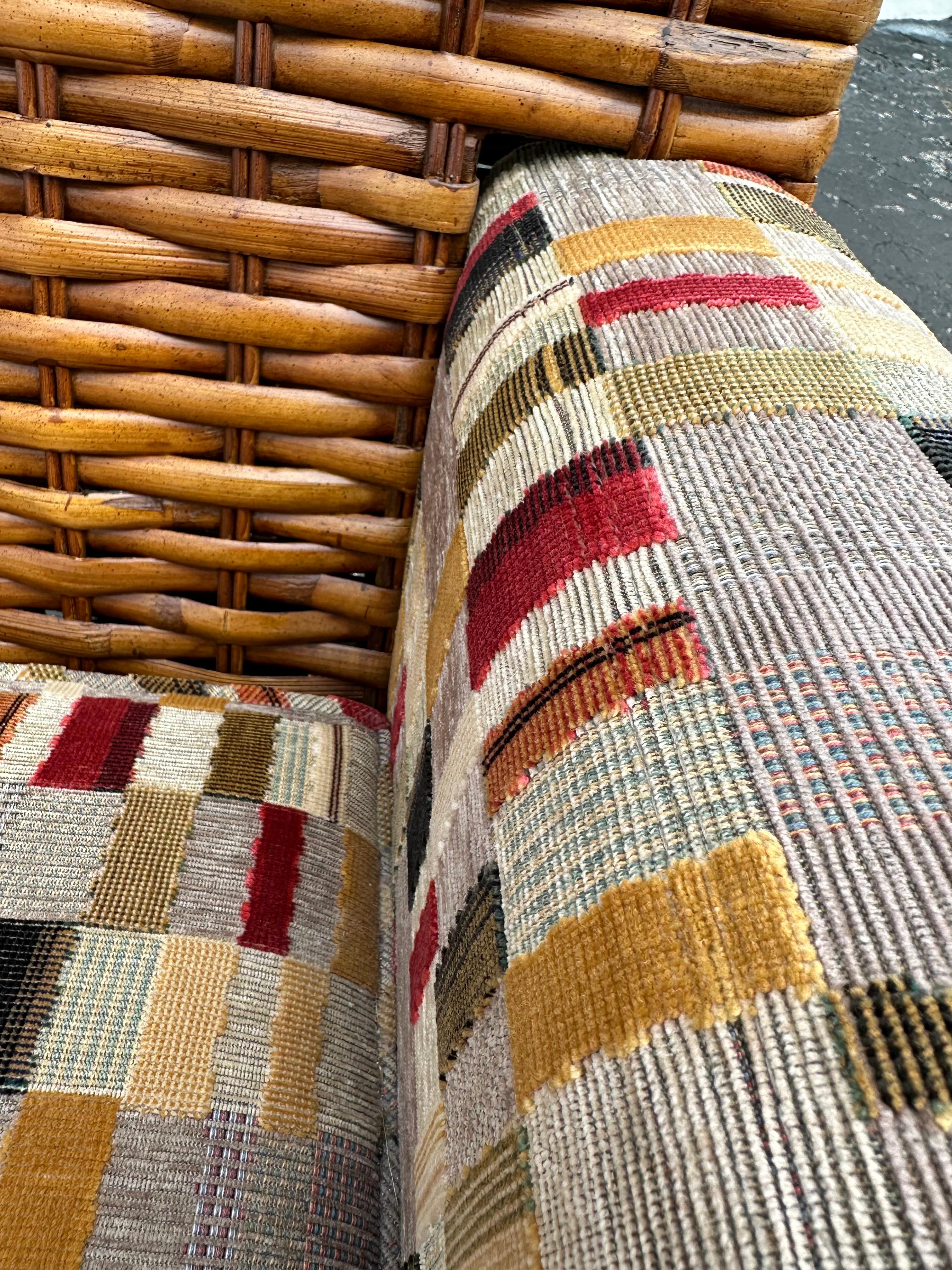 1990er Palecek Rattan Ralph Lauren Patchwork-Clubsessel im Patchwork-Stil, 2er-Set im Angebot 9