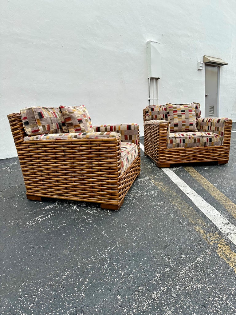 Wingback Chairs Palecek Wicker Chair Vintage Mid Century Peacock