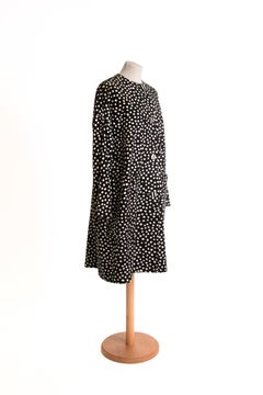 SPECIAL PRICE: 1990s Panache overcoat in black cotton with white polka dots