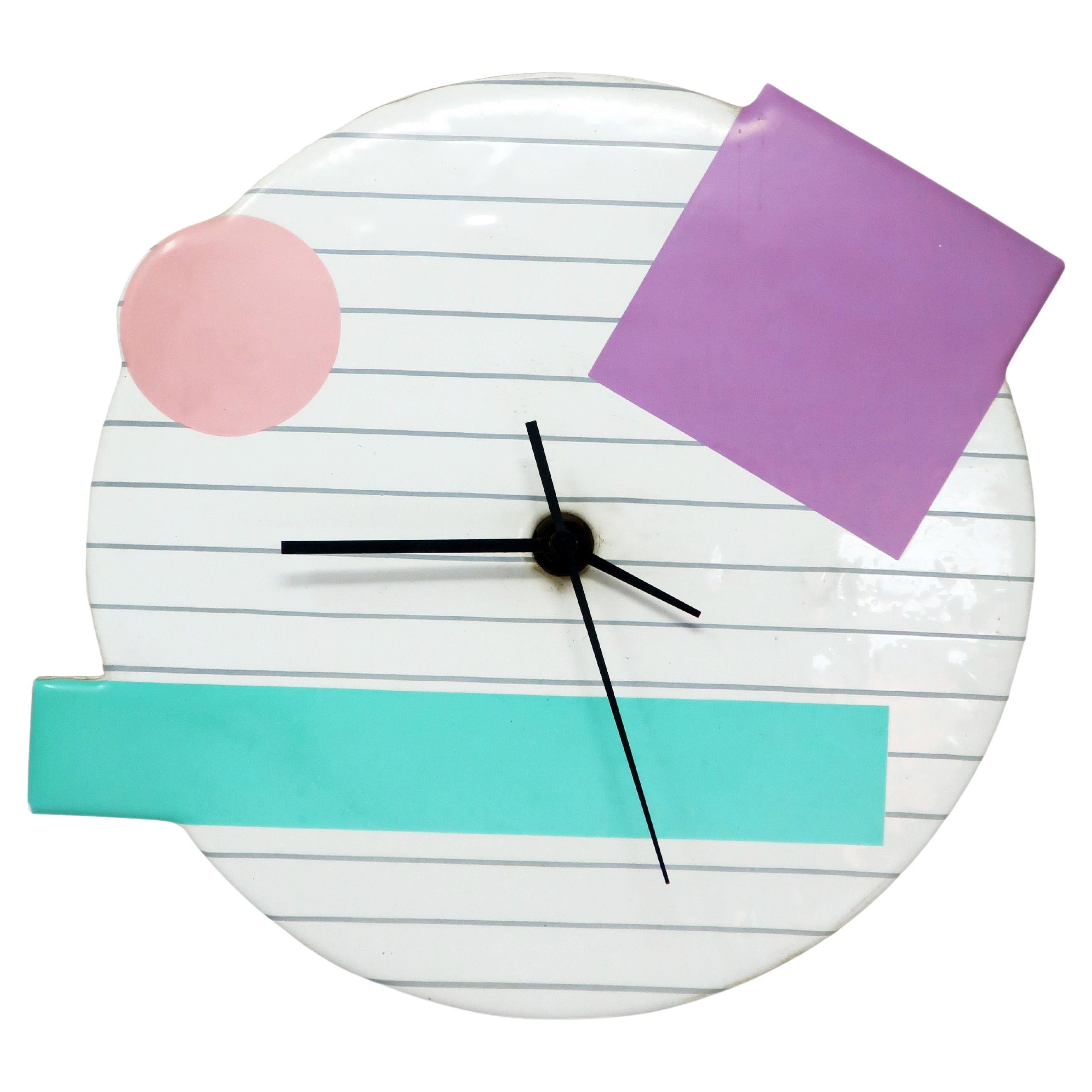 1990s Pastel Geometric Wall Clock For Sale