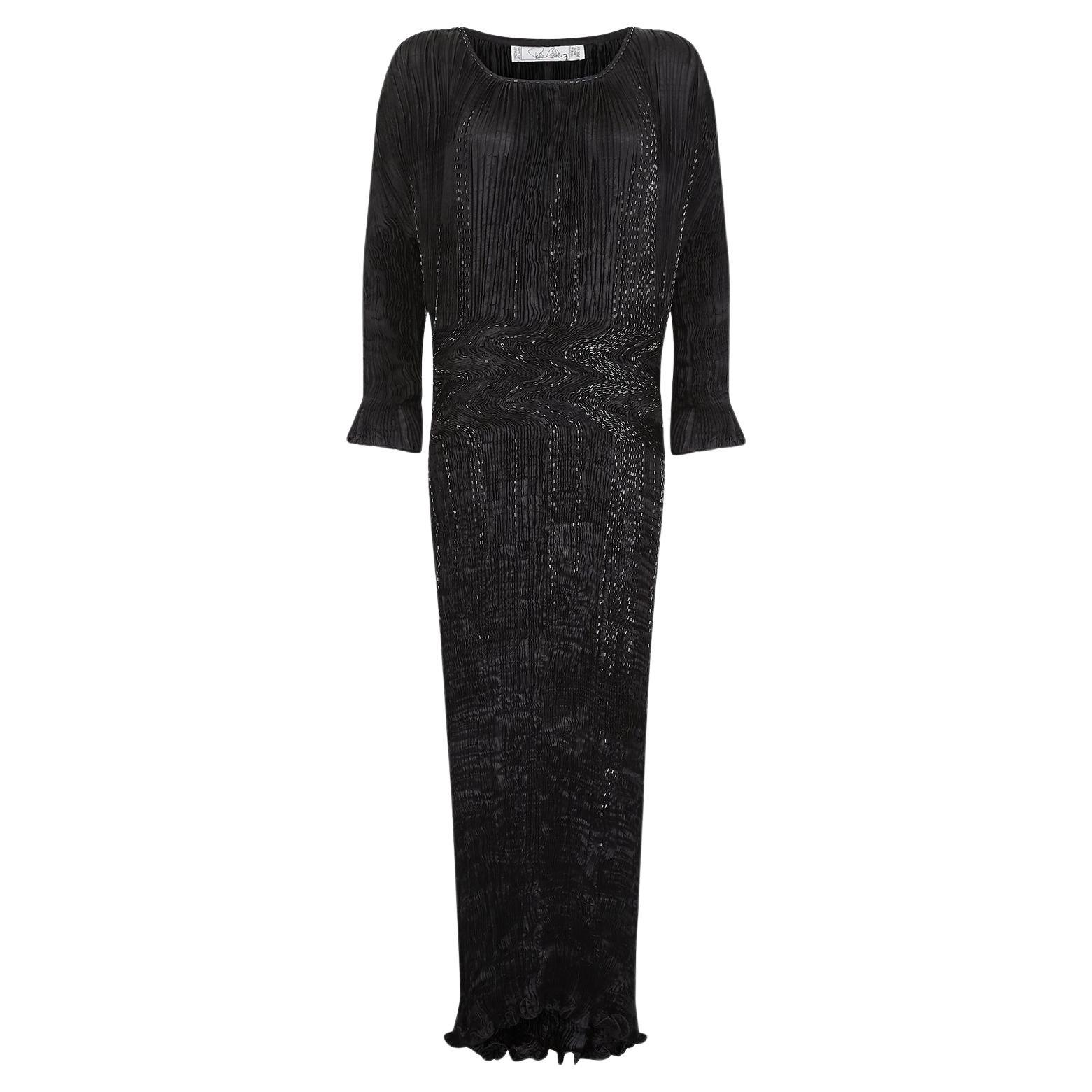 1990s Patricia Lester Fortuny Pleated and Beaded Dress For Sale