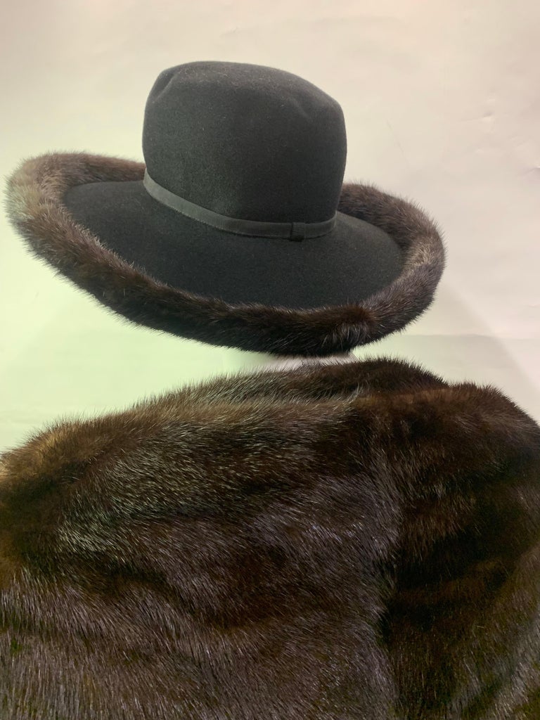 1990s Patricia Underwood Black Wool Felt Fedora w Mink  display picture 3