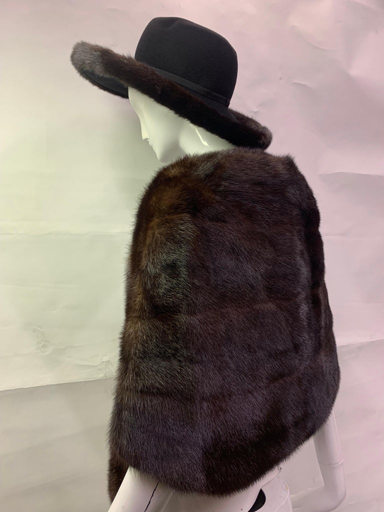 1990s Patricia Underwood Black Wool Felt Fedora w Mink  display picture 1