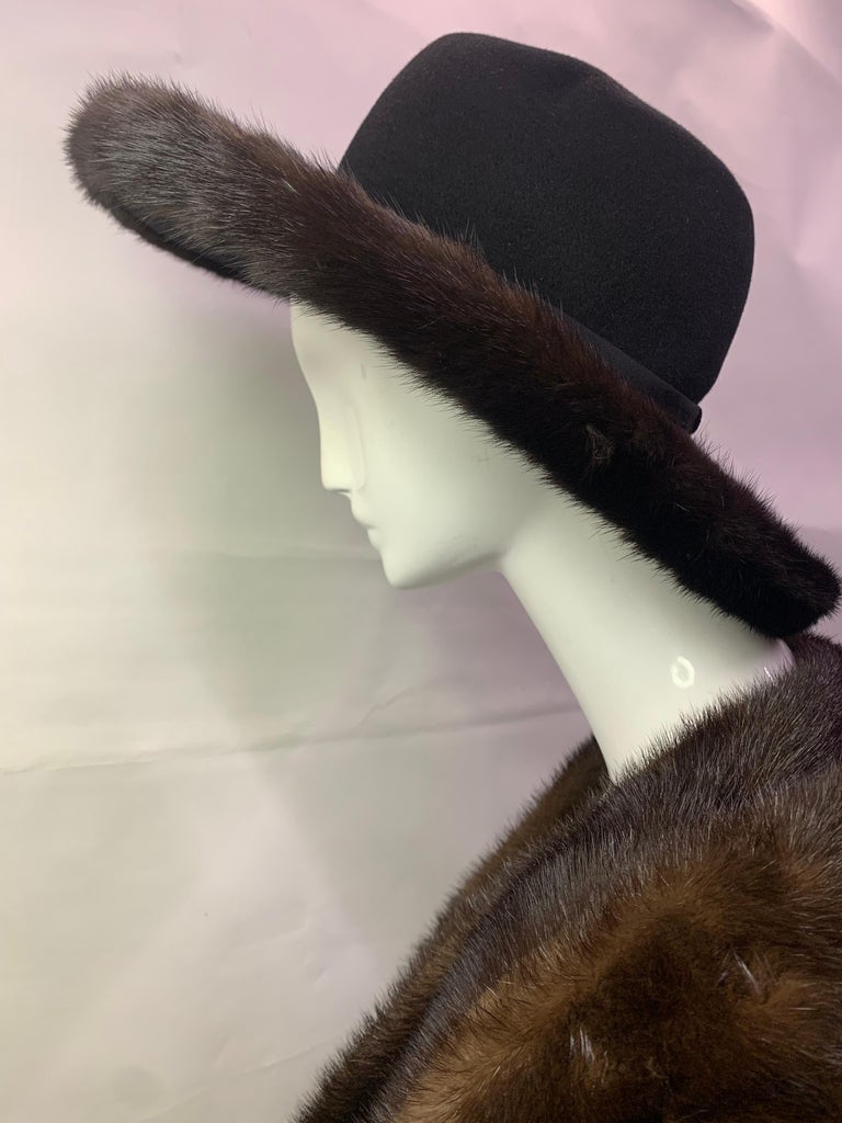1990s Patricia Underwood Black Wool Felt Fedora w Mink  display picture 2
