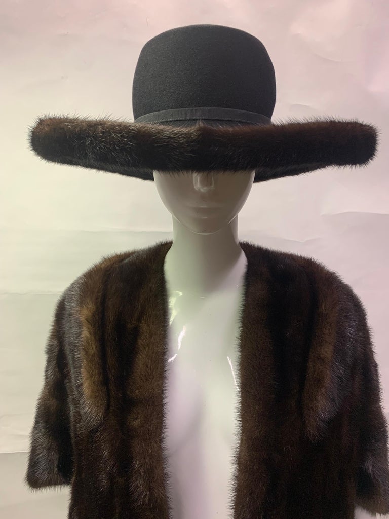 1990s Patricia Underwood Black Wool Felt Fedora w Mink  display picture 1