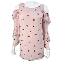 Patrizia Pepe - Haut à épaules dénudées à fleurs végétales, rose, fantaisie, taille 38 / 2, années 1990