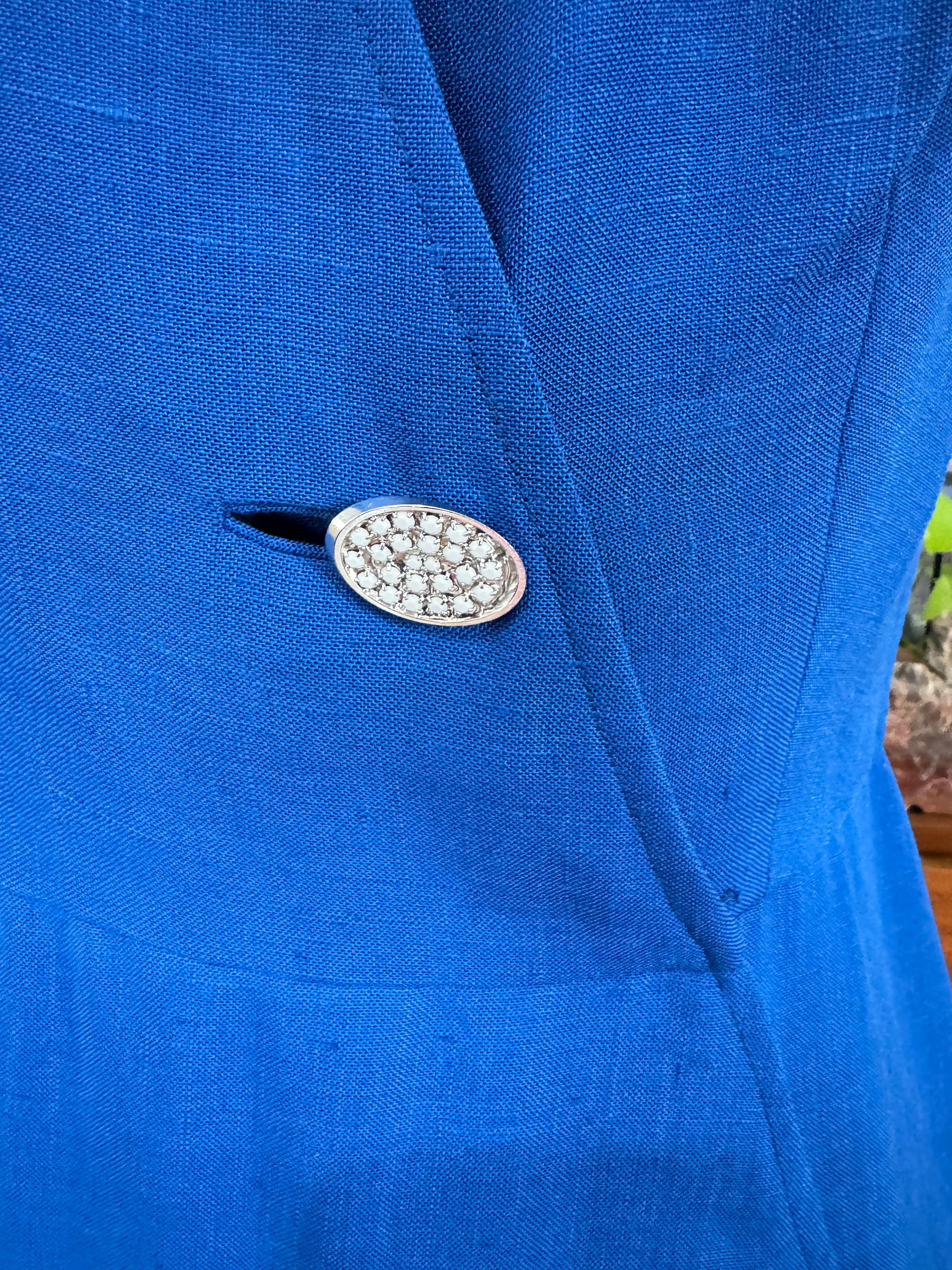 Pauline Trigere Wrap Blue Maxi Dress  Bolero Jacket 1990s For Sale 8