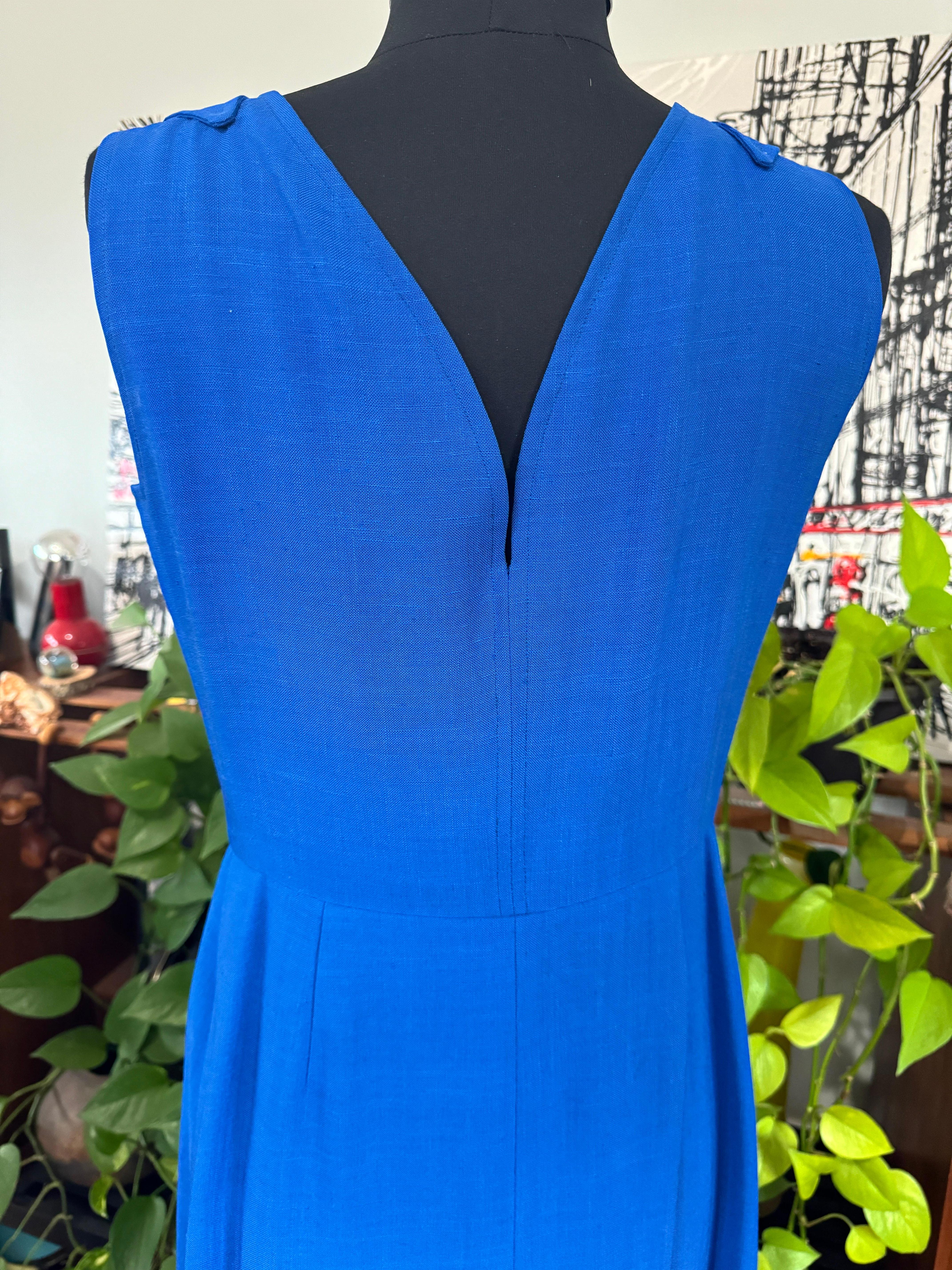 Pauline Trigere Wrap Blue Maxi Dress  Bolero Jacket 1990s For Sale 9