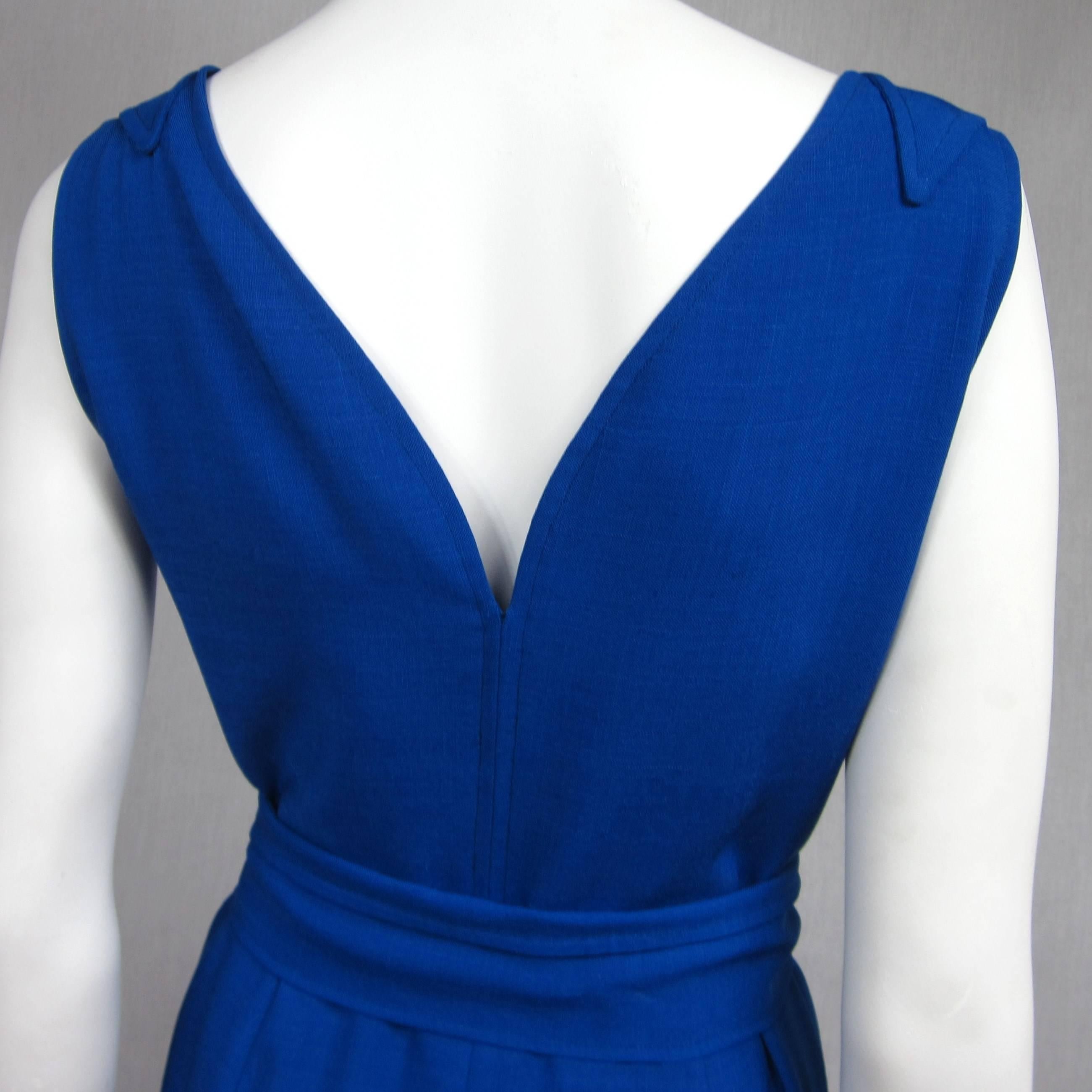 1990s Pauline Trigere Scalloped Wrap Blue Gown & Bolero Jacket  For Sale 4