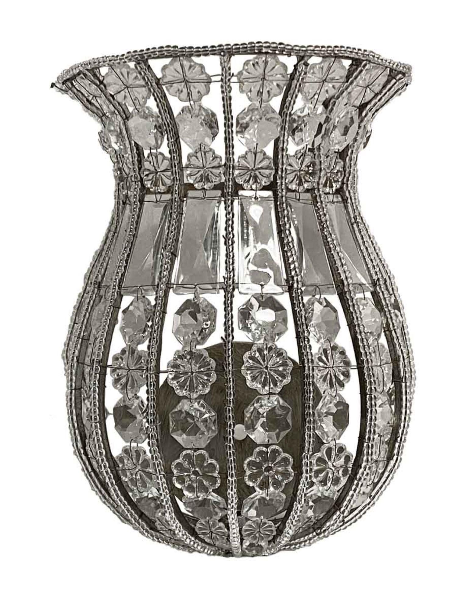 Contemporary 2000s Venetian Crystal Basket Wall Sconce Petite Gilt Ribbed Quantity Available