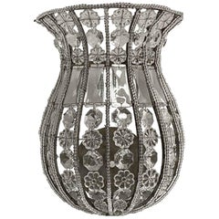 2000s Venetian Crystal Basket Wall Sconce Petite Gilt Ribbed Quantity Available