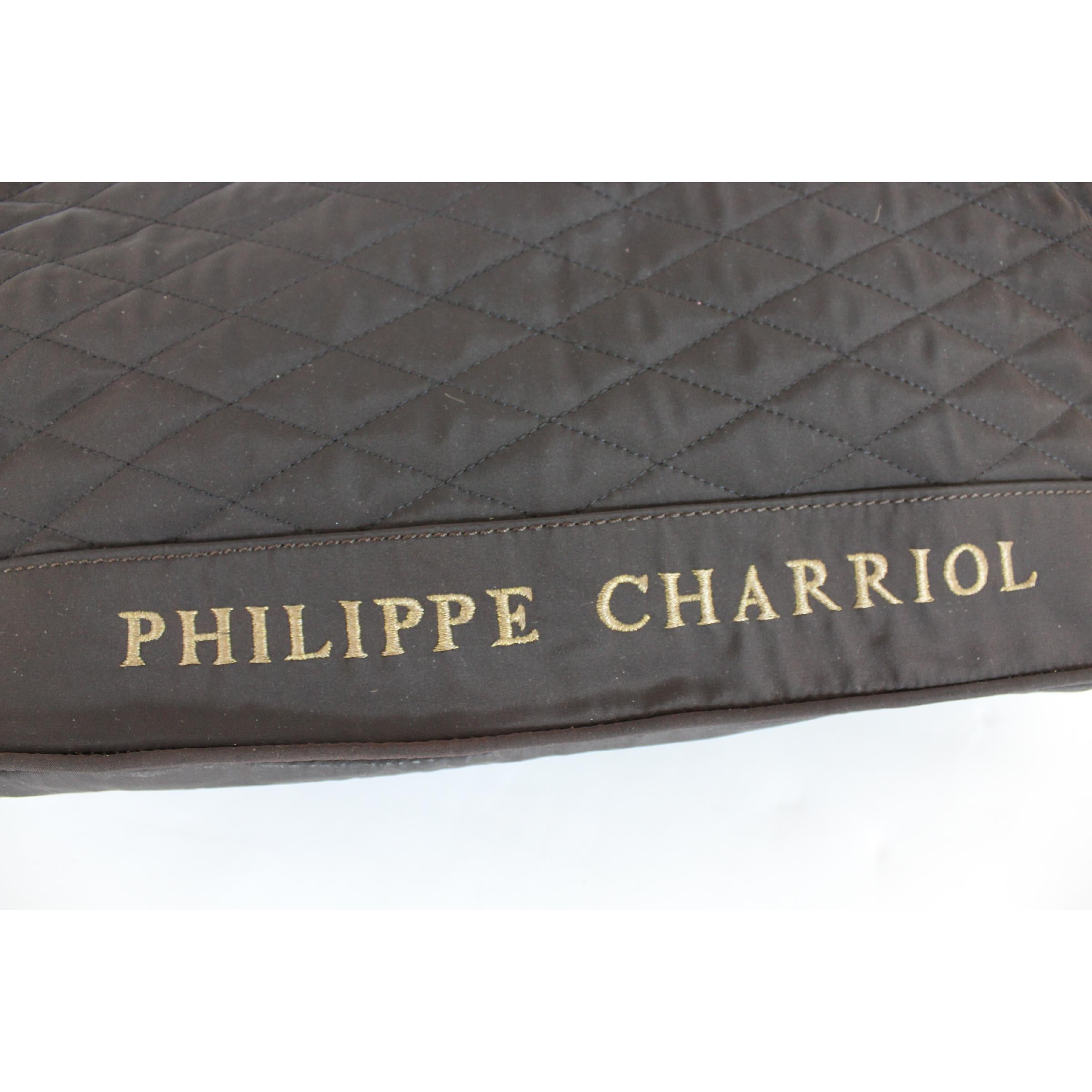 Women's 1990s Philippe Charriol Quilted Black Gold Canvas Handbag Hobo