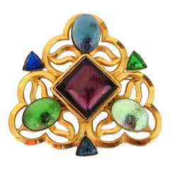 Philippe Ferrandis Broche Gripoix en or, jamais portée, années 1990, neuve