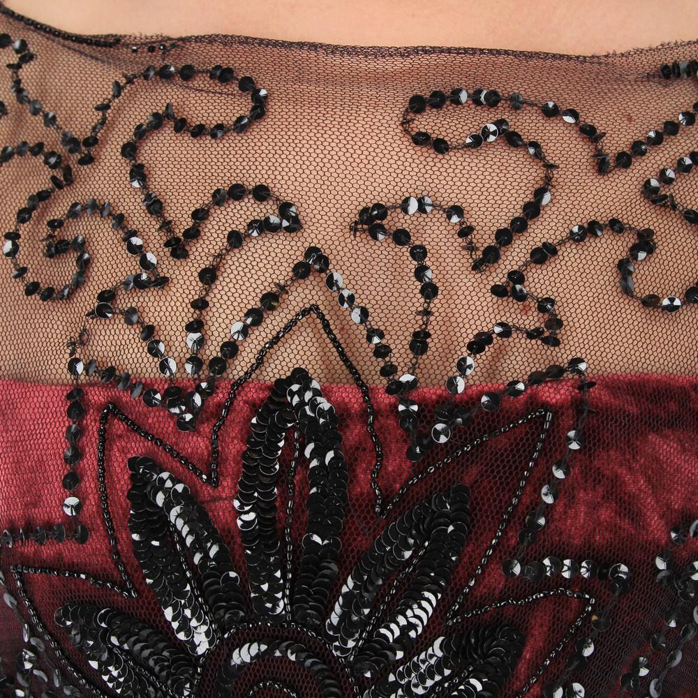 Women's 1990s Phylosophy di Alberta Ferretti  burgundy velvet embellished short dress