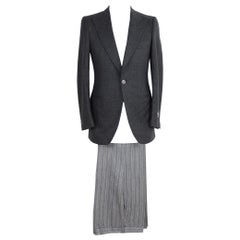 1990s Pierre Cardin Broken Tuxedo Suit Gray Black Wool Vintage Size 36