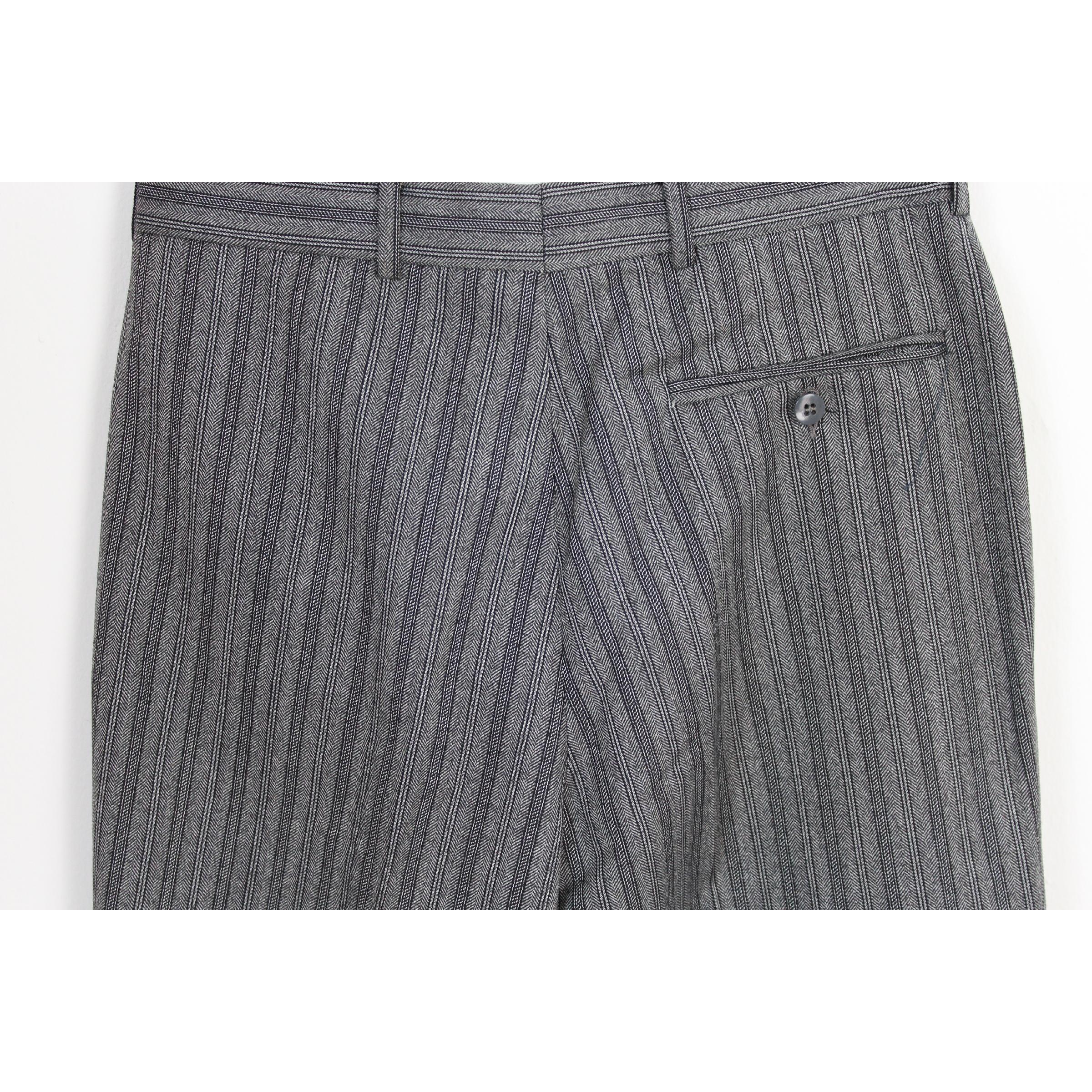 1990s Pierre Cardin Gray Black Wool Tuxedo Suit Pants Size 40 4