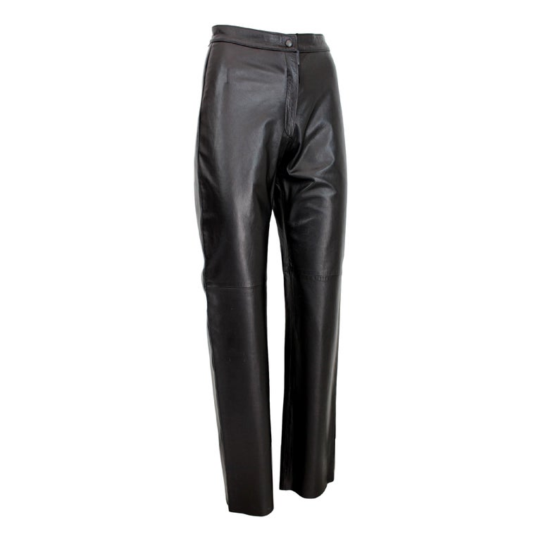 1990s Pierre Cardin Paris Black Leather Pants Regular at 1stDibs