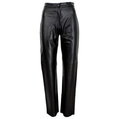 1990s Pierre Cardin Paris Black Leather Pants Regular
