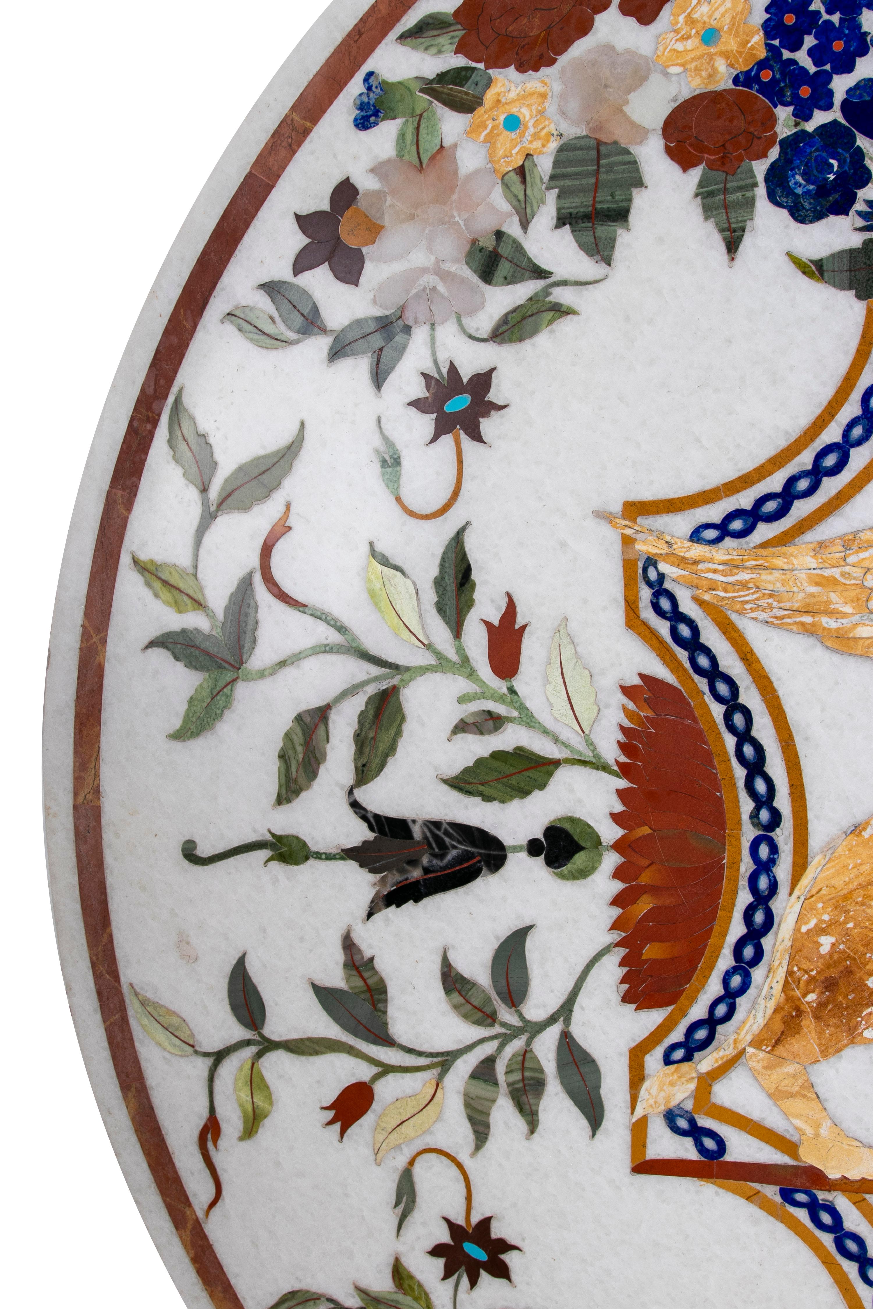1990s Pietra Dura Inlay Round Marble Table Top w/ Venetian Lion of Saint Mark For Sale 10
