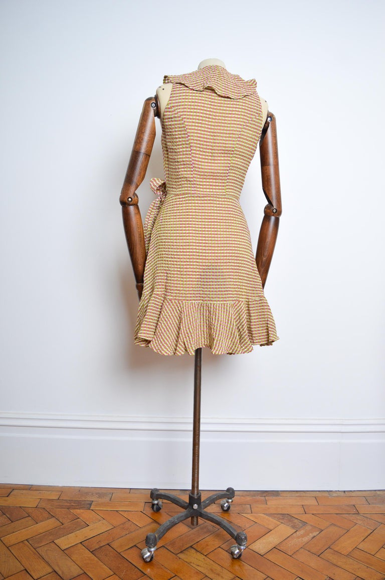 chinese dress ladies Christian Lacroix Black and Blue Linen Dress with Gold Hardware & Slit main image 0