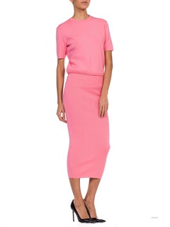 1990s Pink Knit Gianni Versace Sweater Top & Skirt