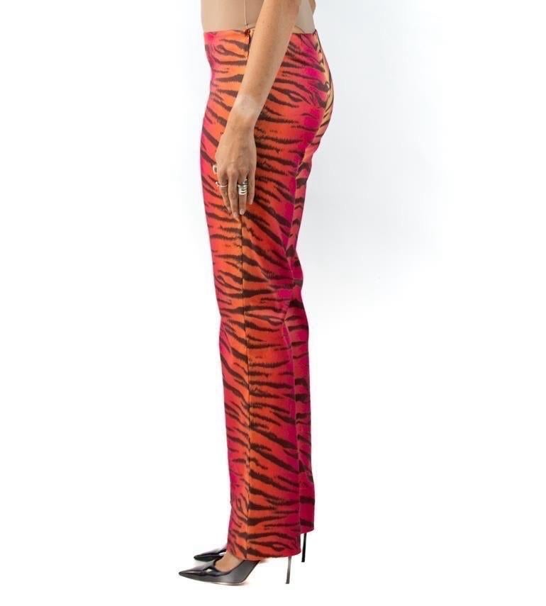 Women's 1990S Pink & Orange Tiger Polyester Elastane Pants For Sale