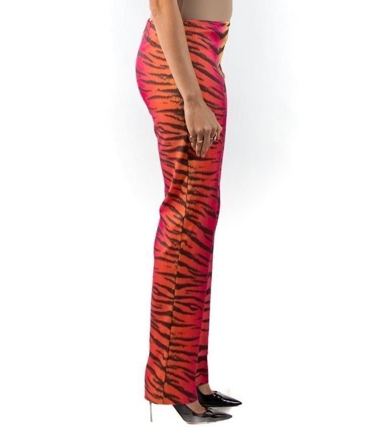 1990S Pink & Orange Tiger Polyester Elastane Pants 1
