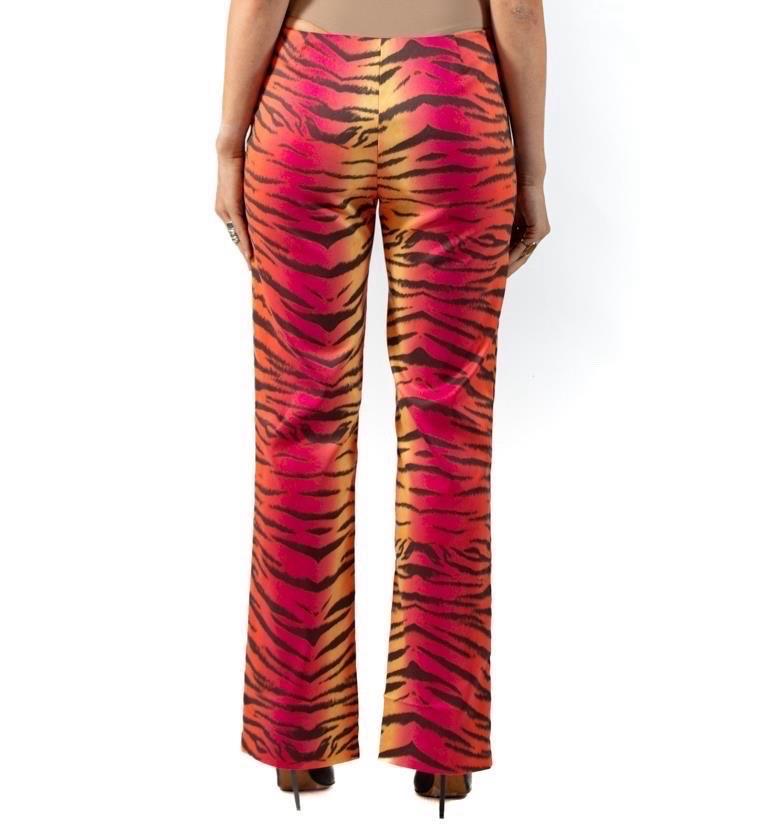 1990S Pink & Orange Tiger Polyester Elastane Pants 2