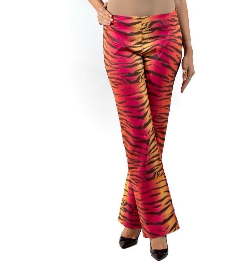 1990S Pink & Orange Tiger Polyester Elastane Pants 3