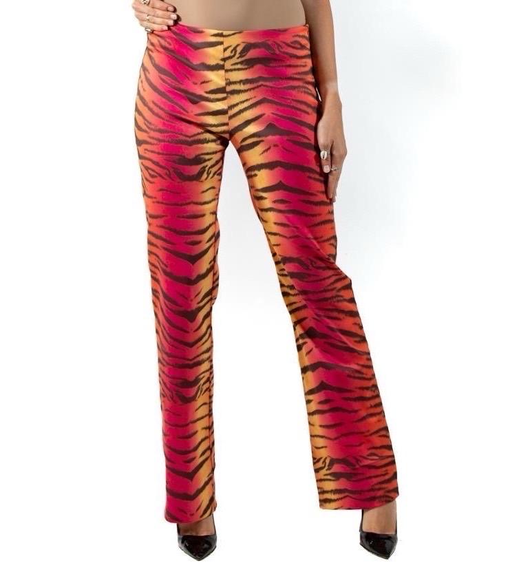 1990S Pink & Orange Tiger Polyester Elastane Pants For Sale 4