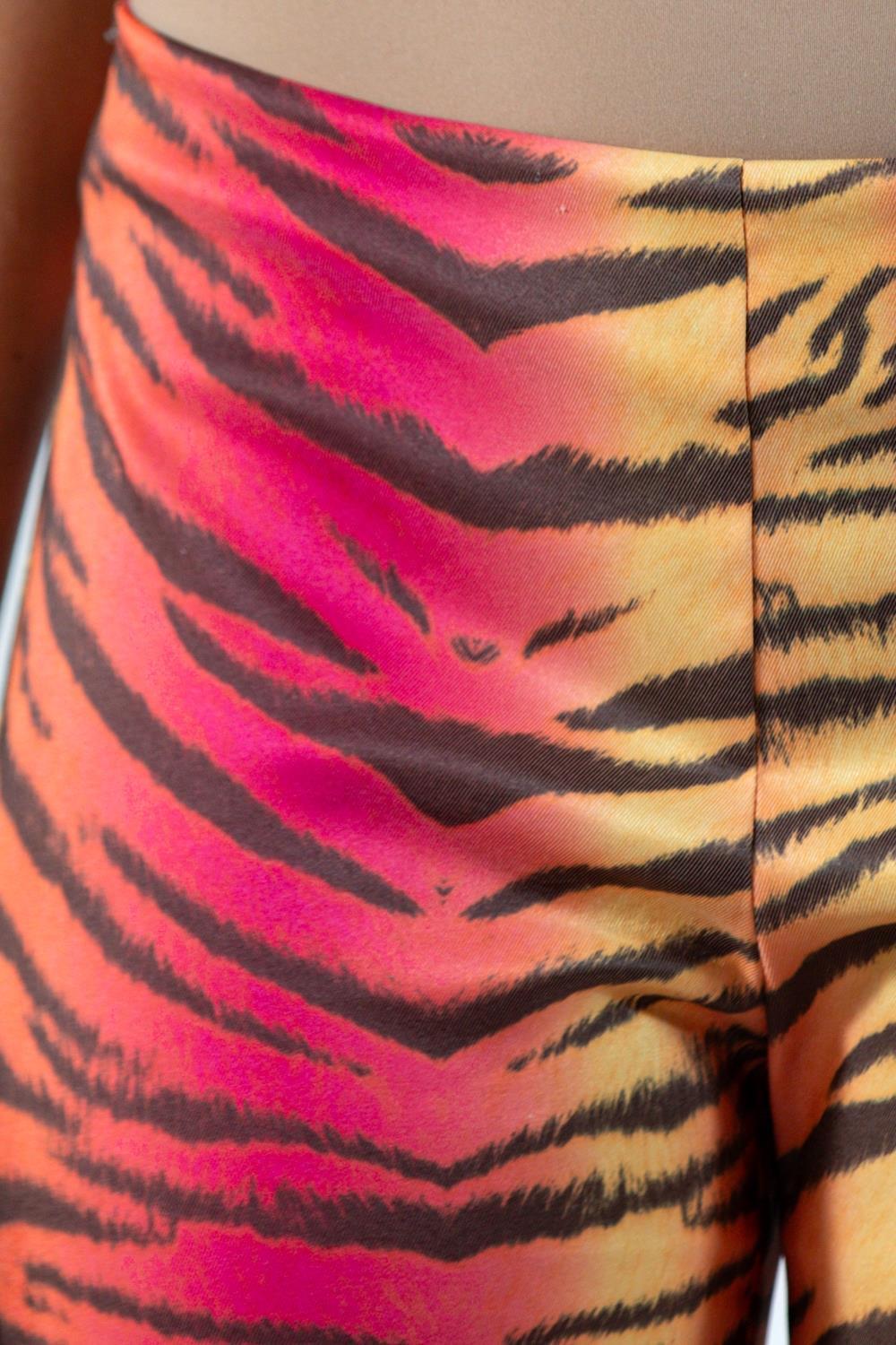 1990S Pink & Orange Tiger Polyester Elastane Pants 5