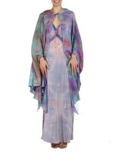 1990S Pink & Purple Silk Tie Dyed Slip Dress With Hooded Jacket