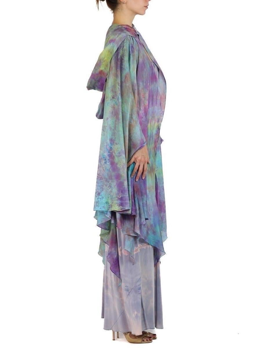 1990S Pink & Purple Silk Tie Dyed Slip Dress With Hooded Jacket For Sale 2