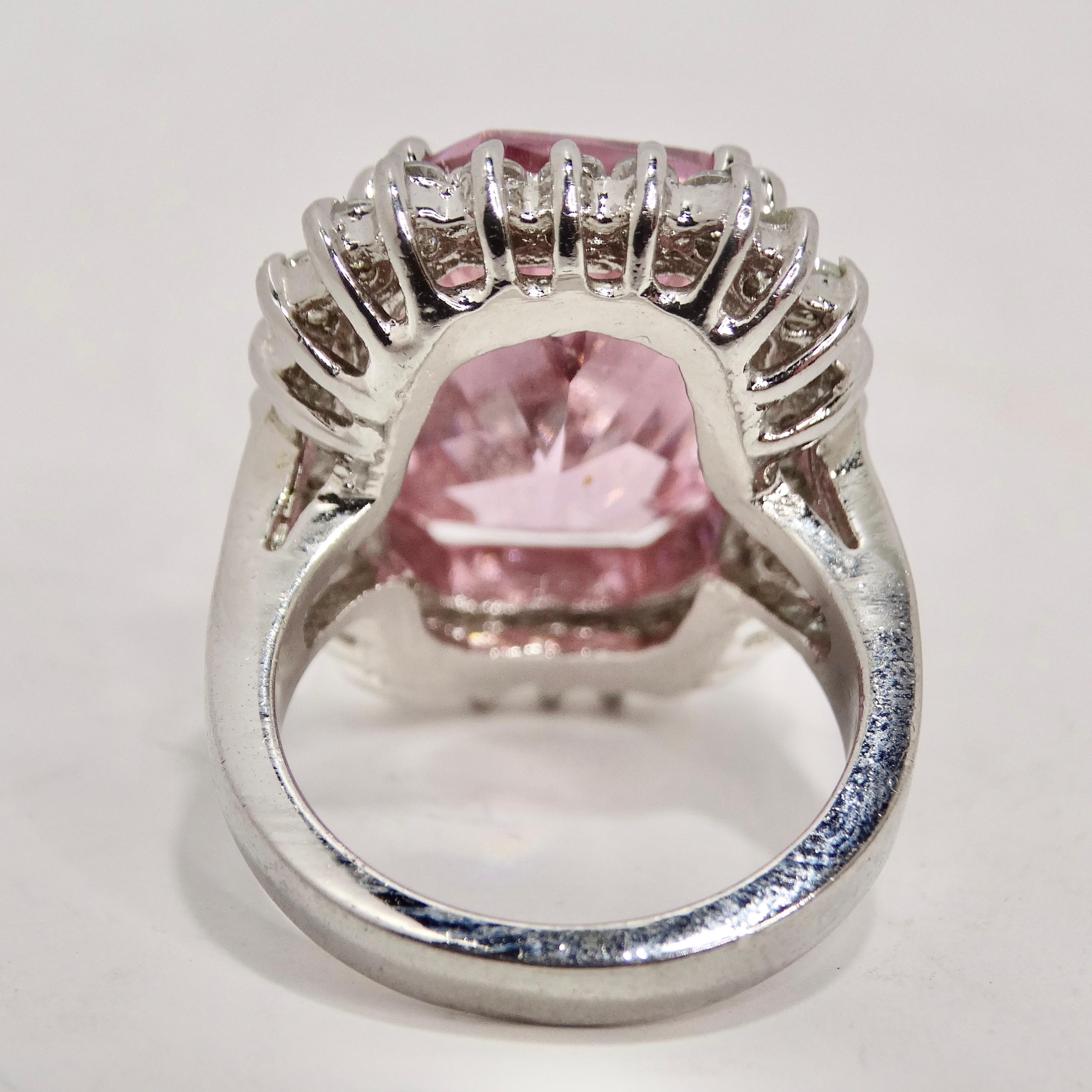 Women's or Men's 1990s Pink Synthetic Sapphire Silver Ring For Sale
