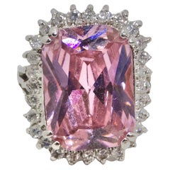 1990s Pink Synthetic Sapphire Silver Ring